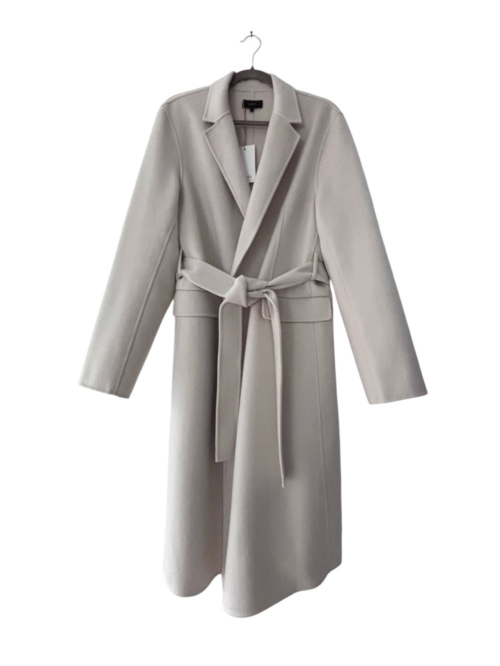 Quince 100% Mongolian Cashmere Double-Faced Wrap Coat Ivory Coast Large NWT